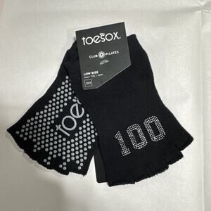 ToeSox Half Toe Low Rise Grip Socks Yoga Pilates 100 Silver Beaded Size Small